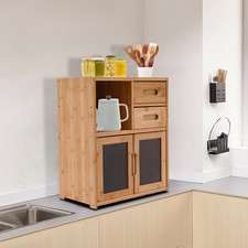 18.9in Tall Kitchen Pantry Sideboard Bamboo Kitchen Storage Cabinet with Drawer