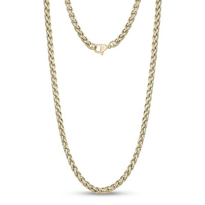 *UK* Herren Gold 316L Edelstahl Weizen Zopf Kette 4mm / 22 Zoll Halskette