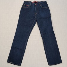 Tommy Hilfiger Jeans Mens 32x32 Vintage 2002 Y2K Straight Leg Denim Flag Logo
