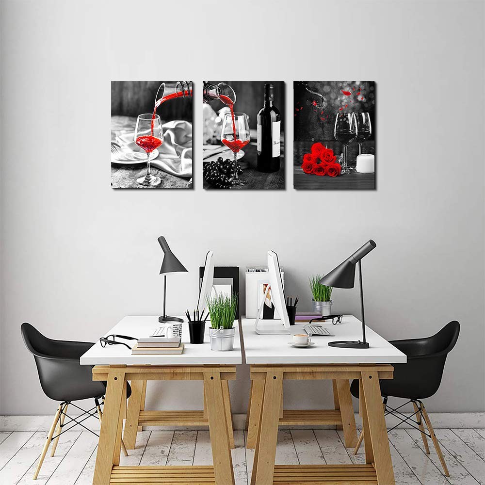 Kitchen Wall Art for dining room Wall Decor Still life Black and white Canvas...