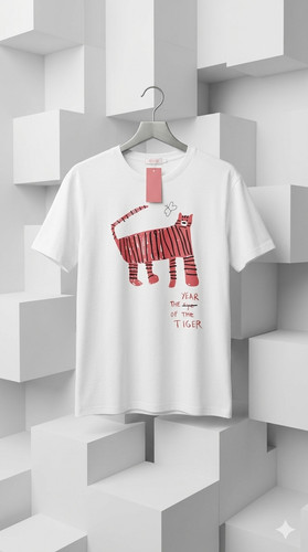  TFO Pink Tiger Print Short-sleeved T-shirt for women