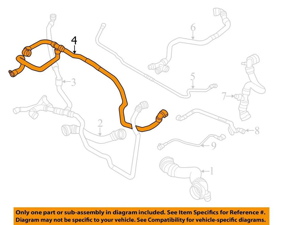 Manguera de refrigerante radiador delantero BMW X3M X4M F97 F98 2020-2024 OEM Foto 3 de 4