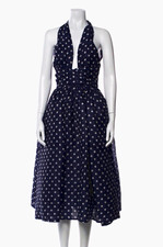 ZIMMERMANN High Tide halter Navy/White Polka Dot Halter Fit & Flare Midi Tie