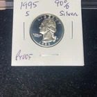 1995 S 90% Silver Washington Quarter Proof. $15