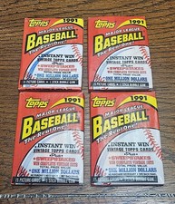 (4) 1991 Topps Baseball Packs,Unopened Chipper Jones