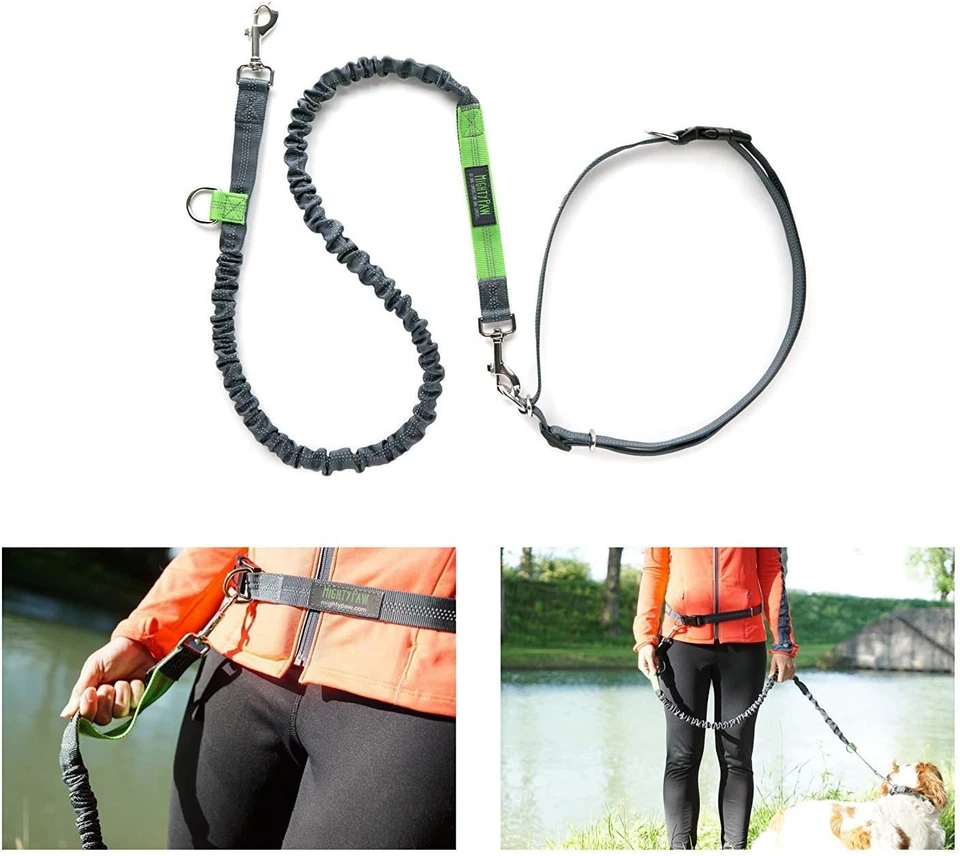 Correa Mighty Paw manos libres para perro | Cintura elástica para 36&quot;, gris  Foto 4 de 4