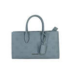 Michael Kors Mirella Medium Logo Debossed Satchel Blue OS