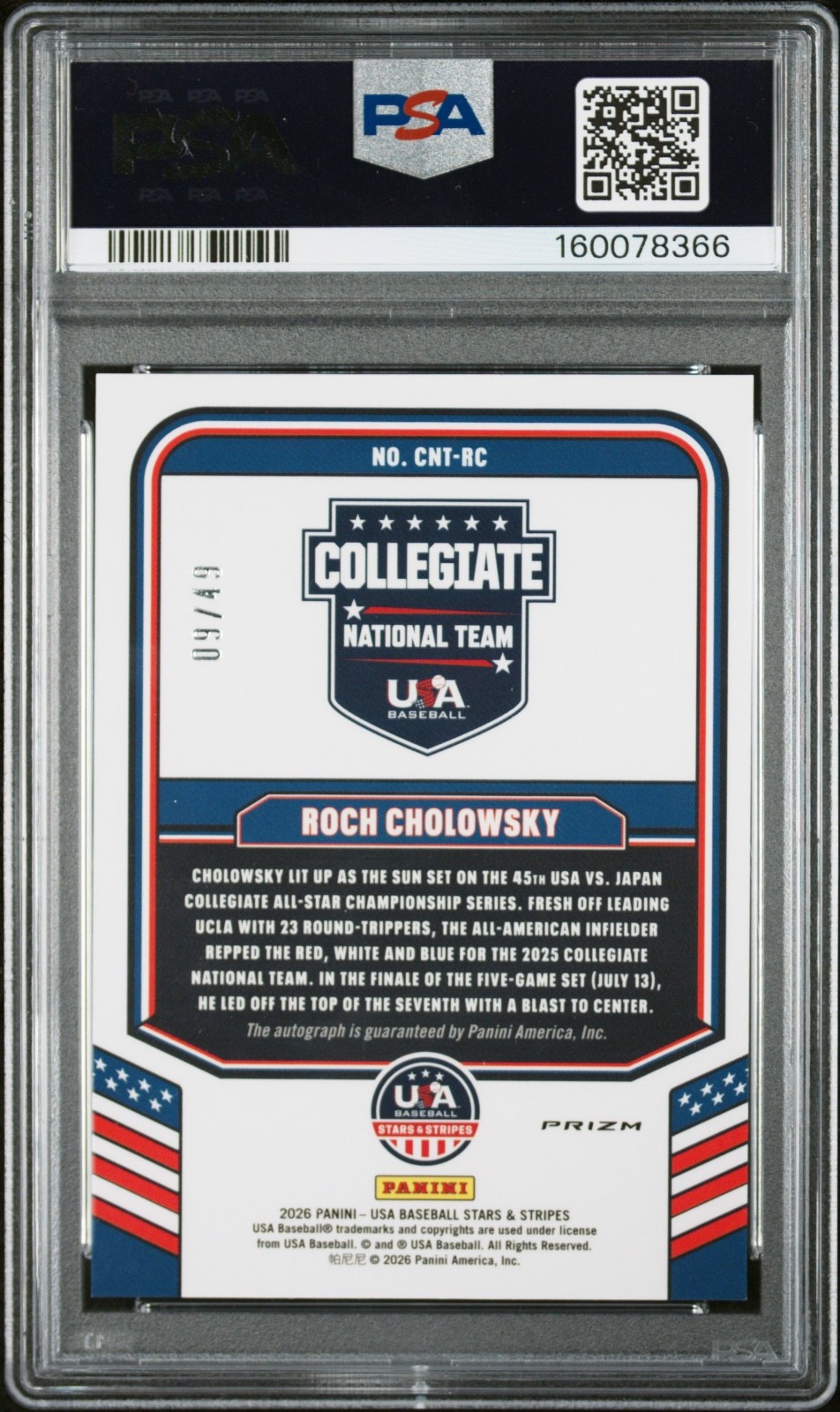 🔥 PSA 10! ROCH CHOLOWSKY - AUTO  /49! 🔥 #1 PICK IN MLB DRAFT - WHITE SOX view 2