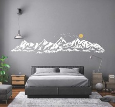 Mountains Wall Decal for Kids Room Nursery Moutains with Sun Birds Decals Mou...