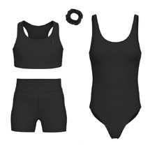 Essenclo Girls Gymnastics Leotards w/Shorts Set - 4-Piece Girls Unitards Bike...
