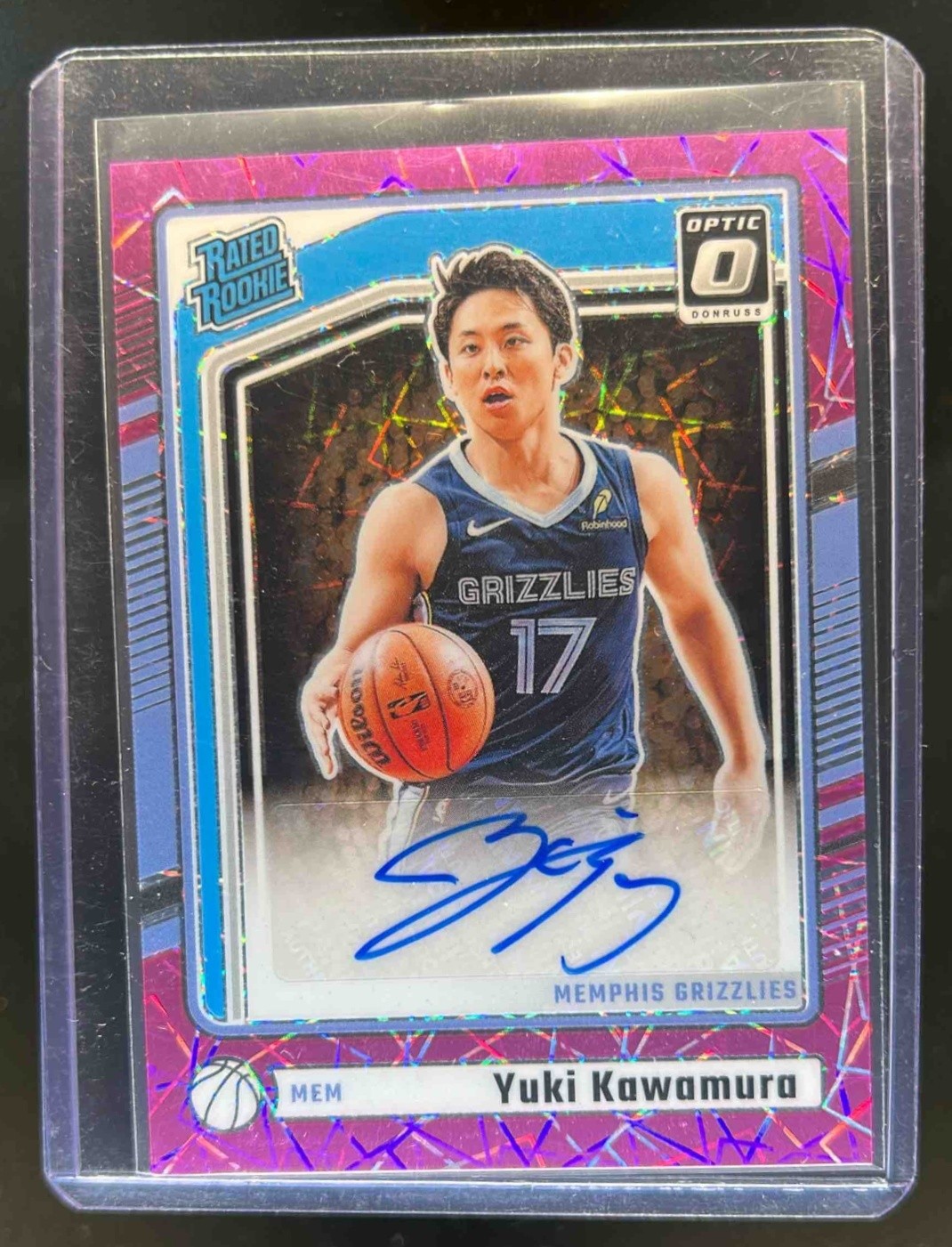 2024-25 Donruss Optic Yuki Kawamura Rated Rookie Prizm Pink Velocity Auto #11/79