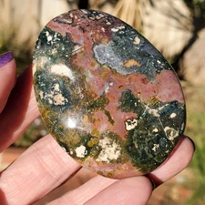 Ocean Jasper Green Pink Palmstone Freeform Crystal 72 grams