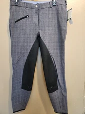 NWT Lets Ride Unisex Womens Gray Horse Back Riding Full Seat Pants Size 32 X 26