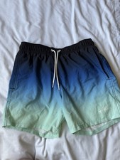 Boy Size 14-16 Aqua Color Swim Shorts with Pockets Used Good Condition