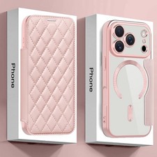 For iPhone 17 16 Pro Max Air 15 14 13 12 Leather Card Wallet Magsafe Case Cover