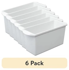 (6 pack) Sterilite Ice Cube Bin, Narrow Design, Space-efficient, BPA-Free, White
