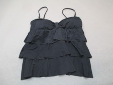 Kenneth Cole Size M Womens Black Lined Wireless Ruffle Beach Swimming Tankini 7i