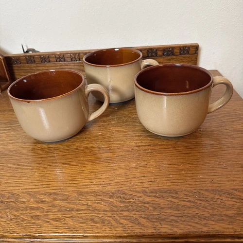 Sango Nova Brown 4933 Jumbo Mugs 20 oz Set of 3 Stoneware Coffee Tea Soup Bowls