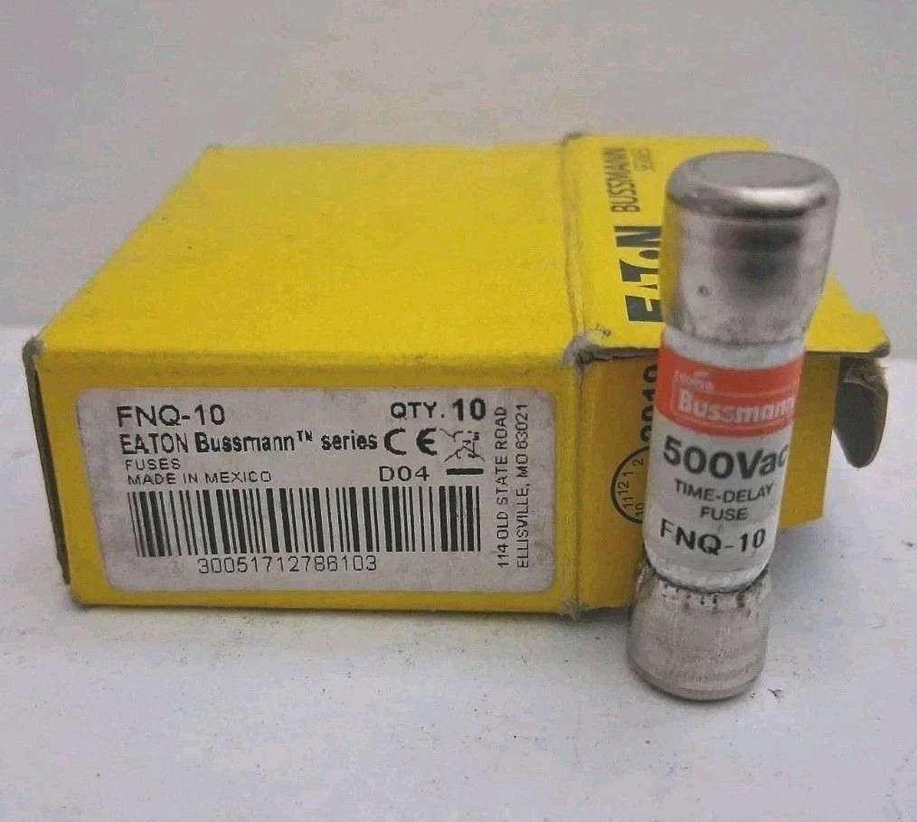 Box of 10 Bussmann FNQ-10 TRON Time Delay Fuses 10A 500V - NOS