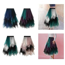 Gonne in tulle da donna Tutu elastico a vita alta a strati in rete di