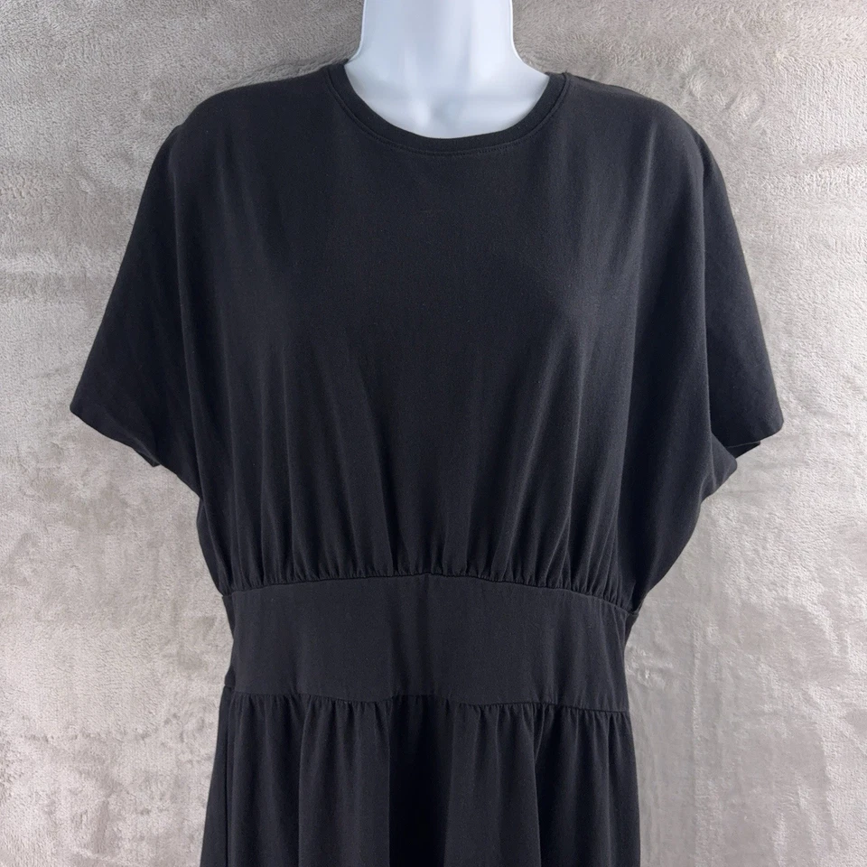 Everlane Dress Womens Size Large Black Elastic Waist Maxi Organic Cotton - Image 3 of 4