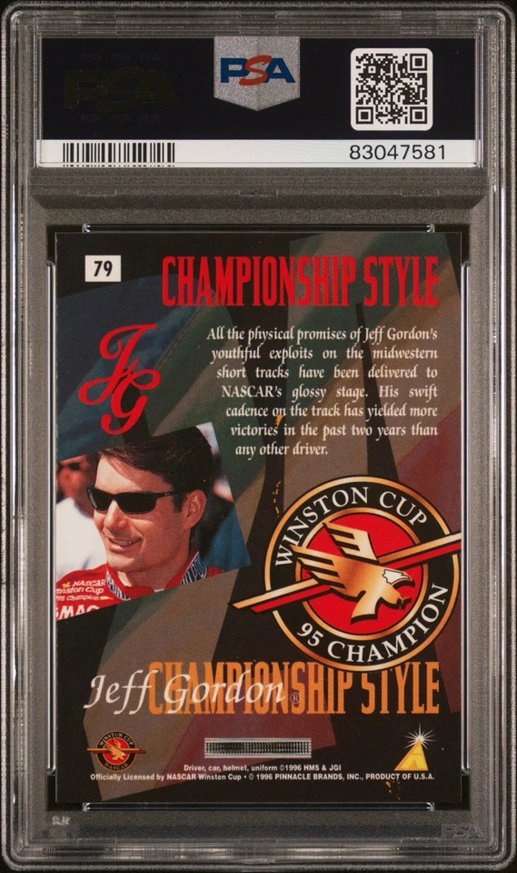 1996 Zenith Racing 24KT Artist's Proof #79 Jeff Gordon PSA 10 GEM MINT POP 1 - Image 2 of 3