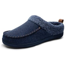 Mens Slippers Slip On House Shoes for Men Indoor Warm Fluffy Memory 8 Blue