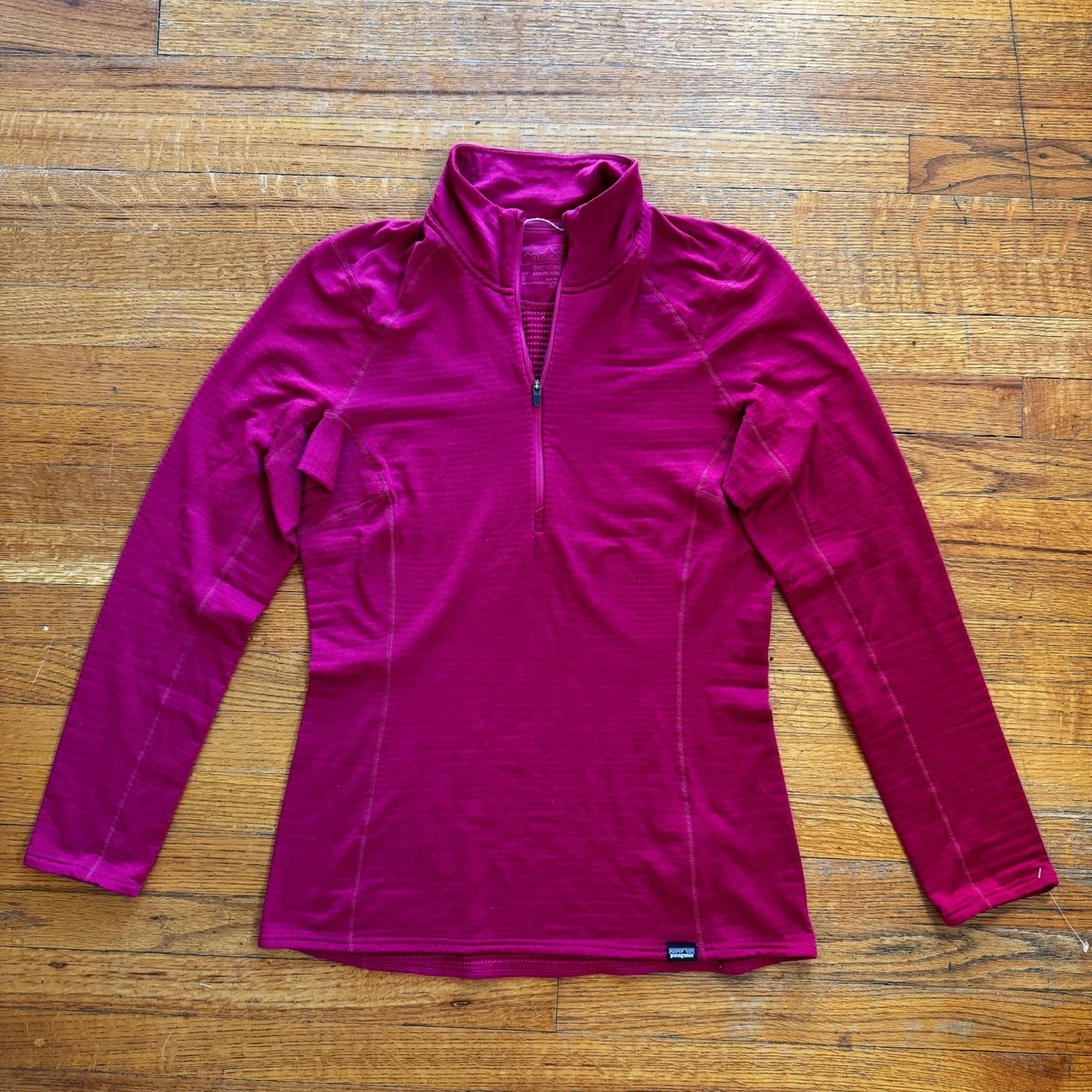 Patagonia Womens Capilene Thermal Weight 1/4 Zip Baselayer Top Magenta Pink S