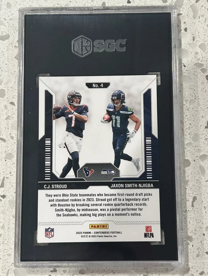 2023 Contenders Cj Stroud Jaxon Smith-Njigba Teal /149 Round Texans - SGC 8.5 🔥 - Image 2 of 3