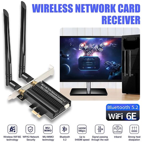 PCI-E WiFi 6E Adapter Desktop PC for Intel AX5400 PCIe Wifi Card Bluetooth5.2 - Photo 8/20