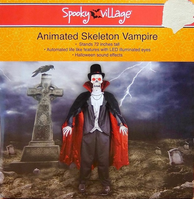 Animated Vampire Skeleton Halloween Prop, Halloween Props, 6 Foot