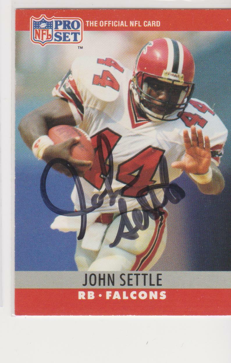 JOHN SETTLE ATLANTA FALCONS 1990 PRO SET #37 AUTOGRAPHED CARD DINGED CORNERS