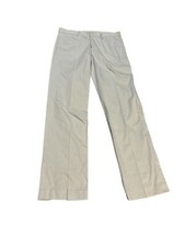 Theory Straight Leg Flat Front Cotton Blend Dress Pants Tan Size 33 Designer