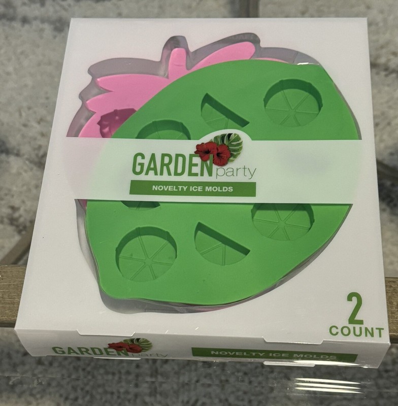 * SET OF 2 - NOVELTY ICE CUBE MOLDS * STRAWBERRY & LIME * DESIGN * MIB