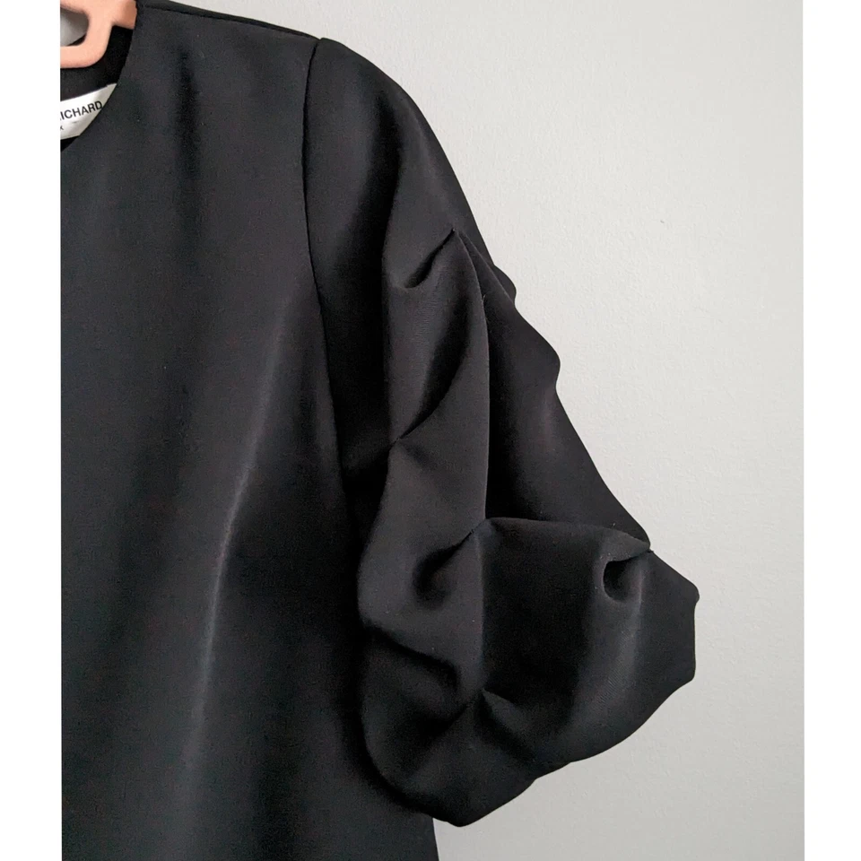 Amanda Uprichard Oregon Puff Gathered Sleeve Top Black Size XS - Image 3 of 4