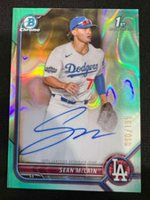 SEAN McLAIN 2022 Bowman Chrome Draft Aqua Lava Refractor #SM RC AUTO #098/199