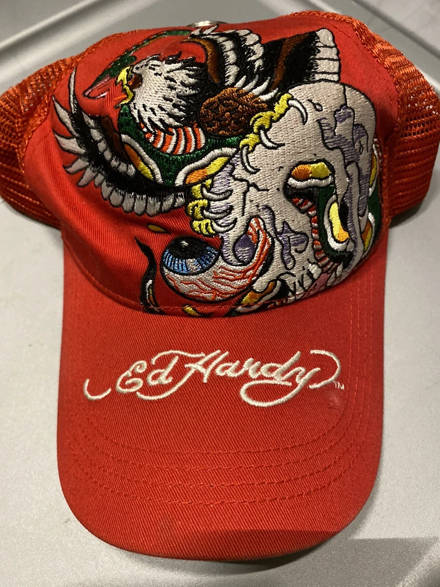 Ed Hardy Trucker Hat Snapback Red Great Condition Original Vintage