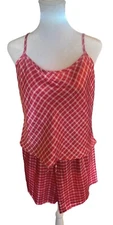 Cruz Pajamas Set SATIN PJ Sleeveless Short Set Cami Shorts Medium Raw Edge Pink