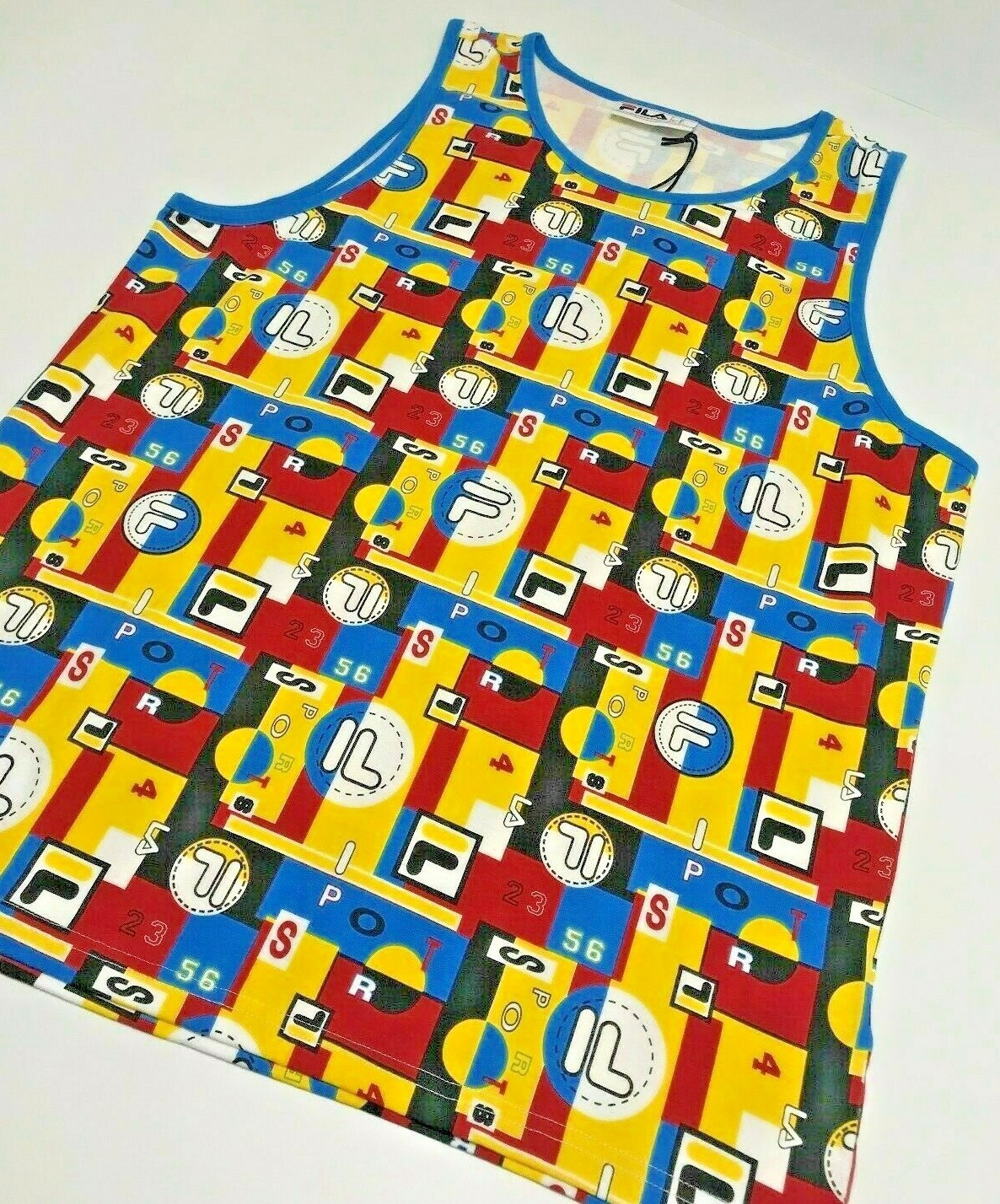 Canotta Uomo Fila Giallo Blu Borgogna All Over