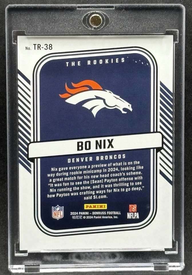 Bo Nix  RARE ROOKIE CHECKER REFRACTOR INVESTMENT CARD SSP PANINI ROY MINT - Image 2 of 2