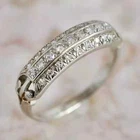 Art Deco Style Lab Created Diamond 14K White Gold FN Wedding Stacking Band Ring
