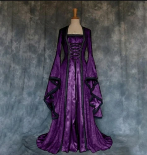 Mittelalterliches Kostüm Halloween Karneval Hexe Vampir Gothic Lange Partykleid - Bild 10 von 14