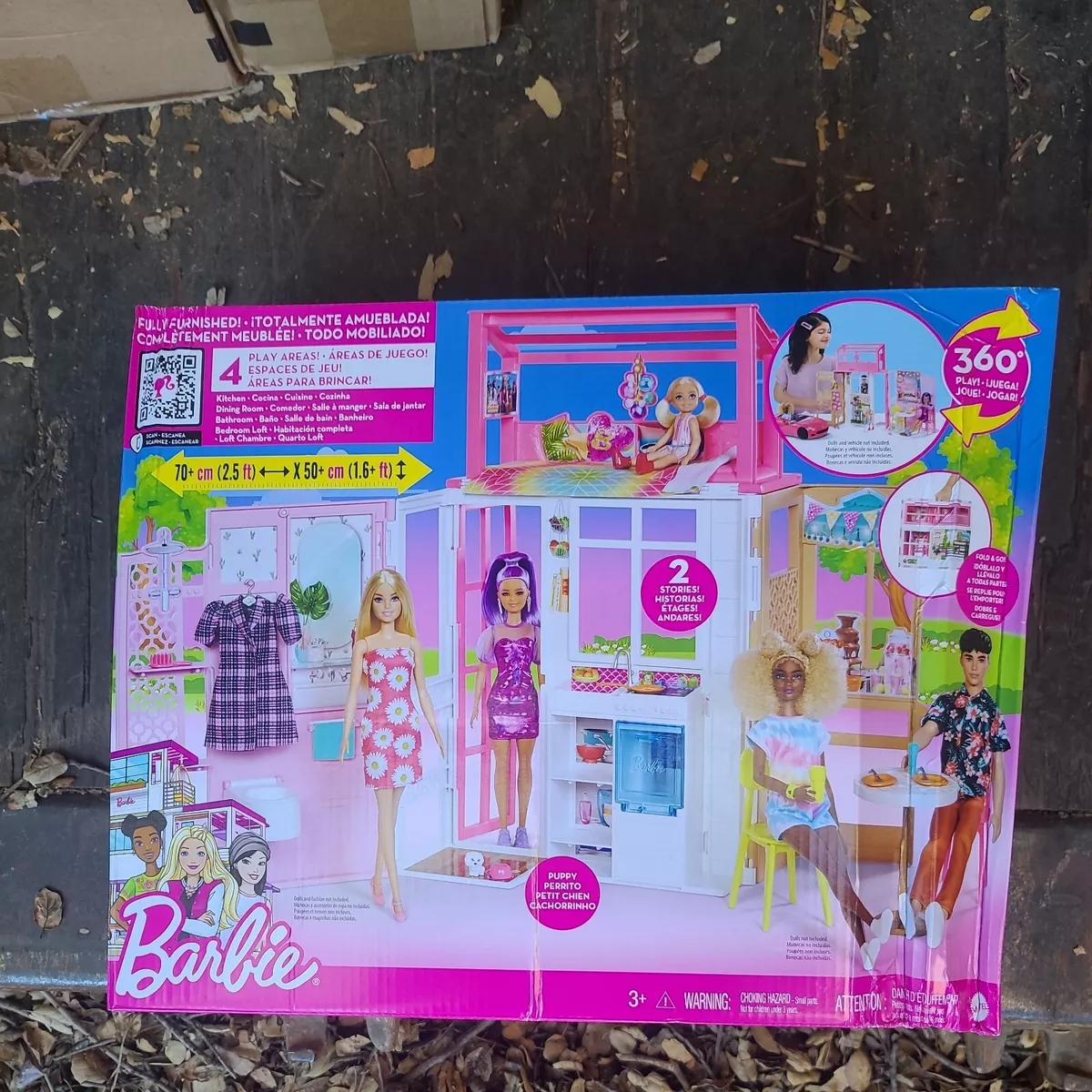 New Barbie Home Full House 2 Floors Doll Rubia & Accessories Mattel Fold Up