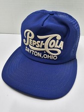 Vintage Pepsi Cola Dayton Ohio Blue Snapback Hat Cut Tag Made In USA