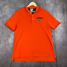 Lacoste Polo Shirt Men 6 Orange Spell Out Short Sleeve Alligator Logo