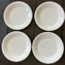 SET OF 4 HOMER LAUGHLIN FIESTA WHITE SALAD BREAD PLATES 7 1/2"