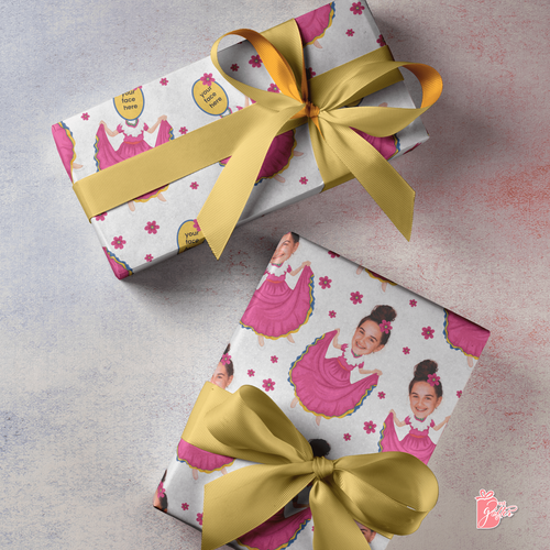 Personalized Gift Wrap with Photo Face on Cute Birthday Princess Wrapping Paper - Picture 10 of 10