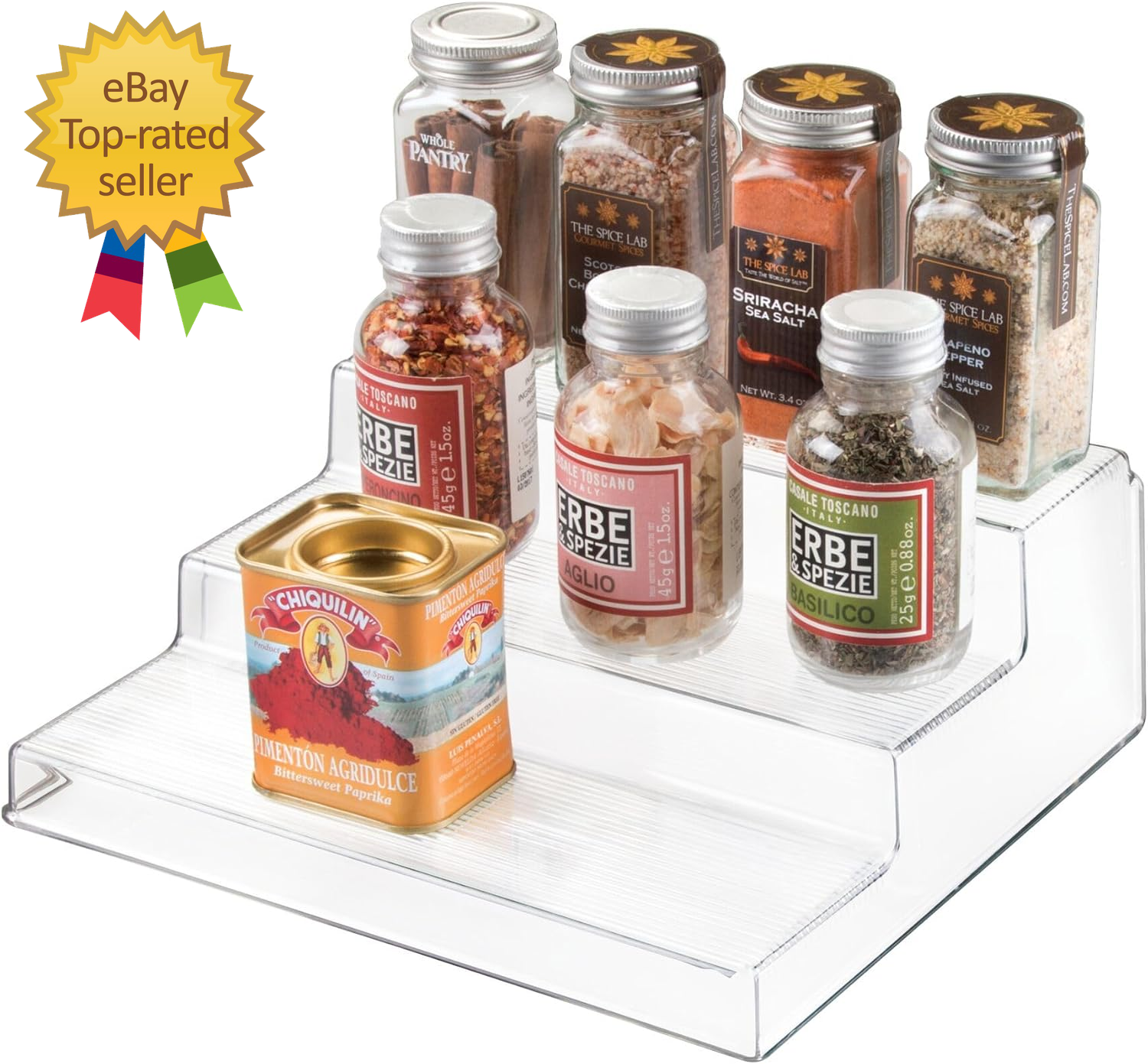 iDesign Linus 3-Tier Recycled Plastic Spice Rack - 8.8x10.1 Inches