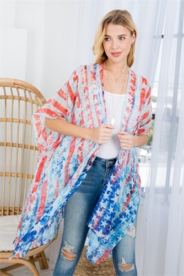 Kimono flag print red/white/blue