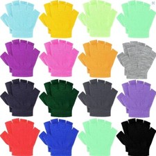 50 Pairs Kids Fingerless Winter Gloves   Stretchy Knitted Gloves - Asst. Colors